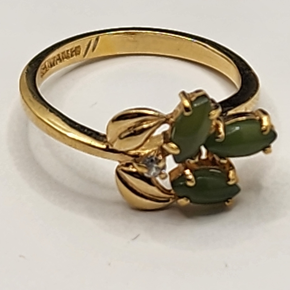 22k gold, diamond and jade ring